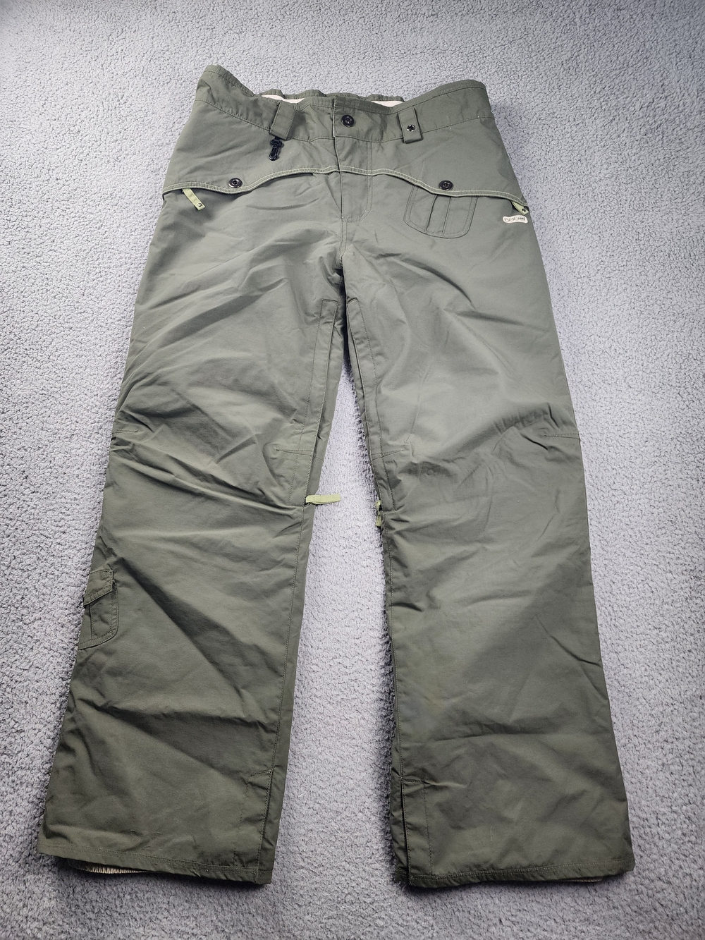686 Snowboard Pants Ski Womens Snow L Mannual Green Zip Water Resistant
